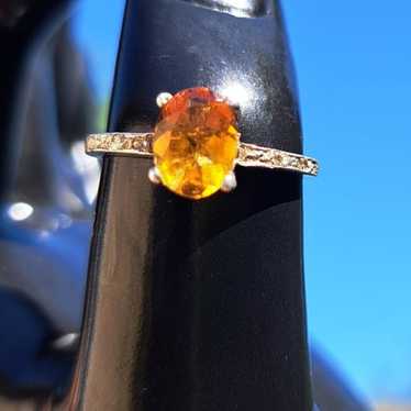 Citrine Engagement Wedding Ring Antique Vintage S… - image 1