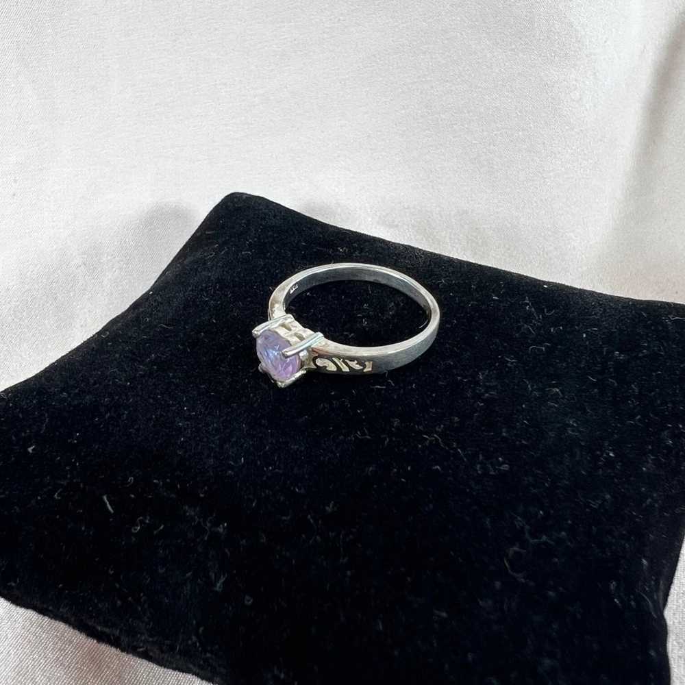 Sterling Silver Ring with Light Purple Heart Ston… - image 2