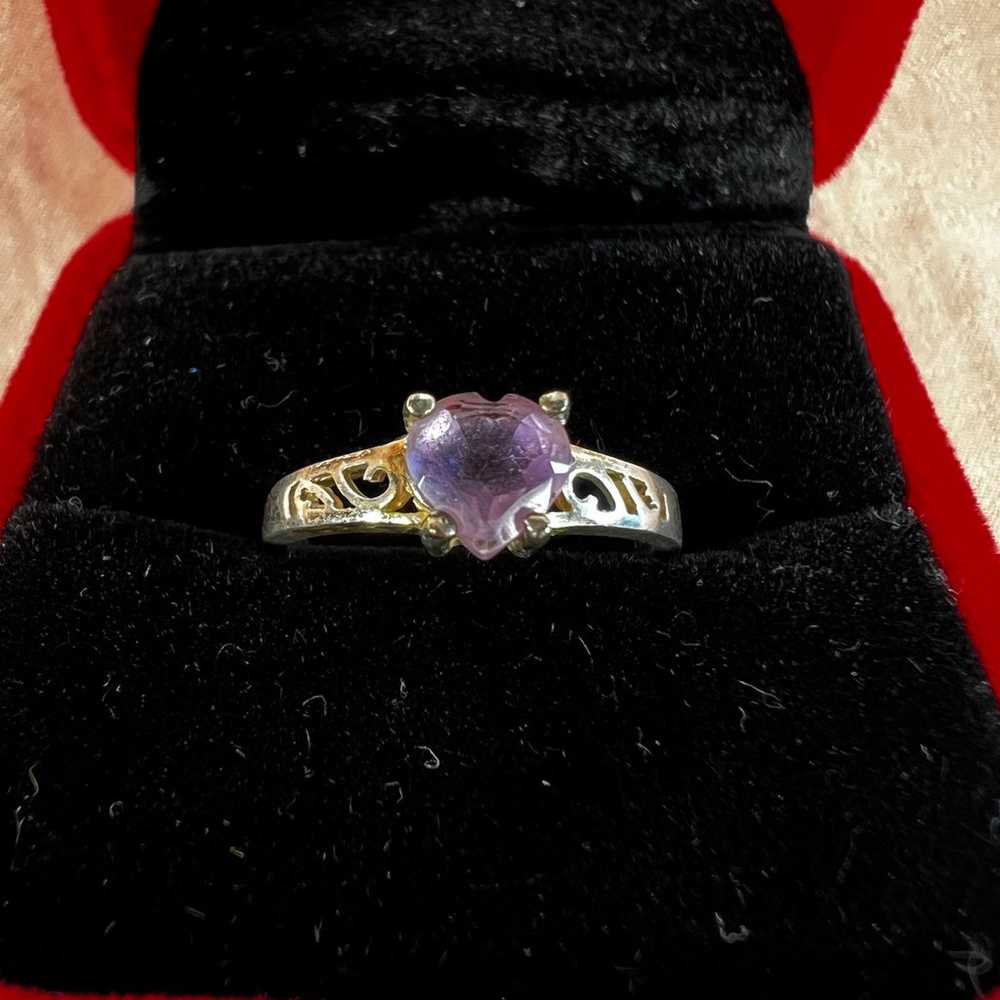 Sterling Silver Ring with Light Purple Heart Ston… - image 3