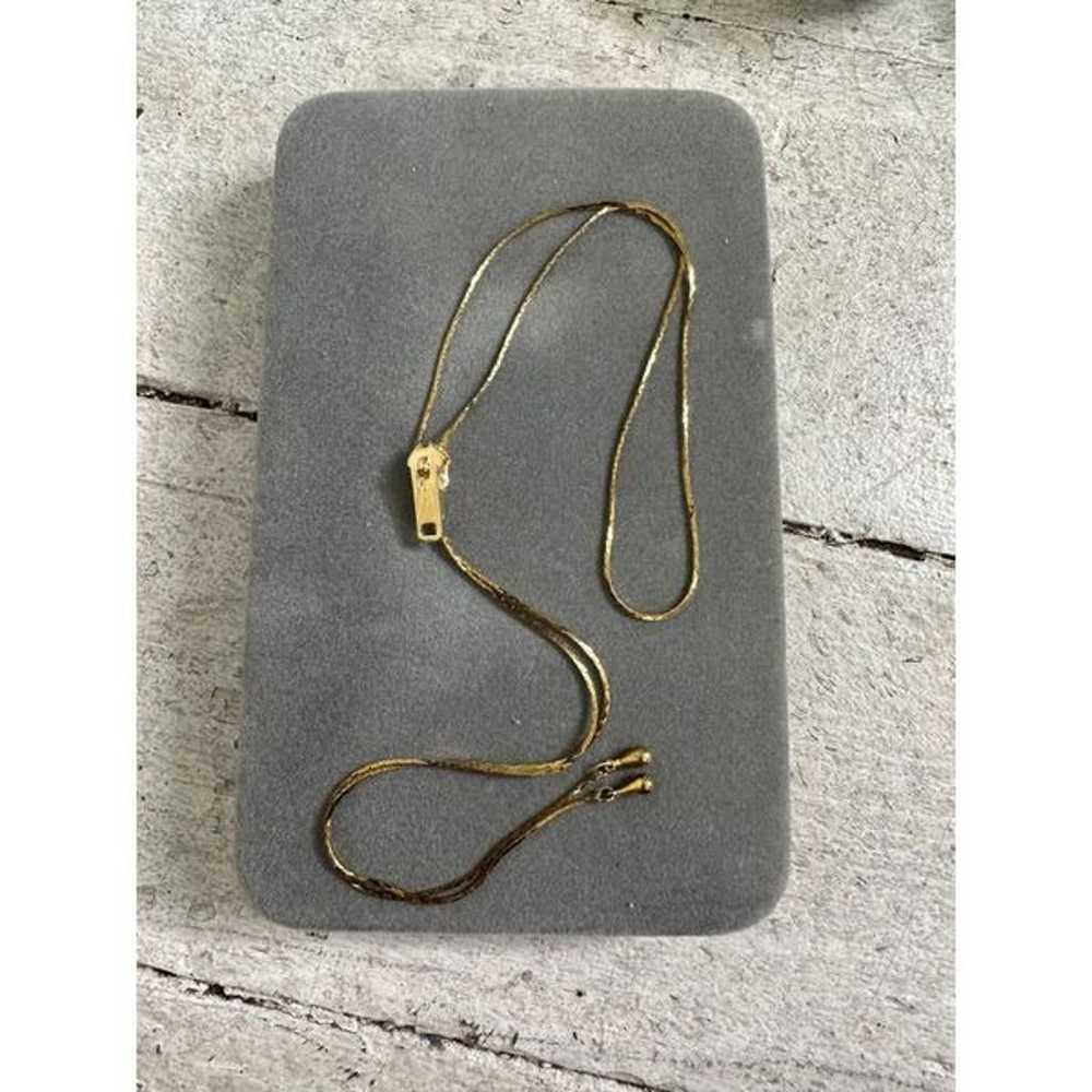 Vintage Gold Tone Adjustable Zipper Necklace - image 1