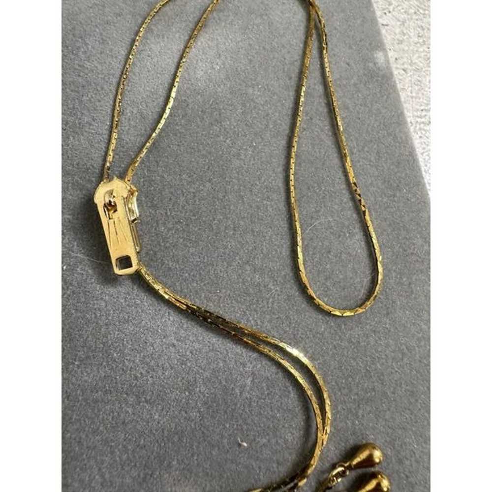 Vintage Gold Tone Adjustable Zipper Necklace - image 2