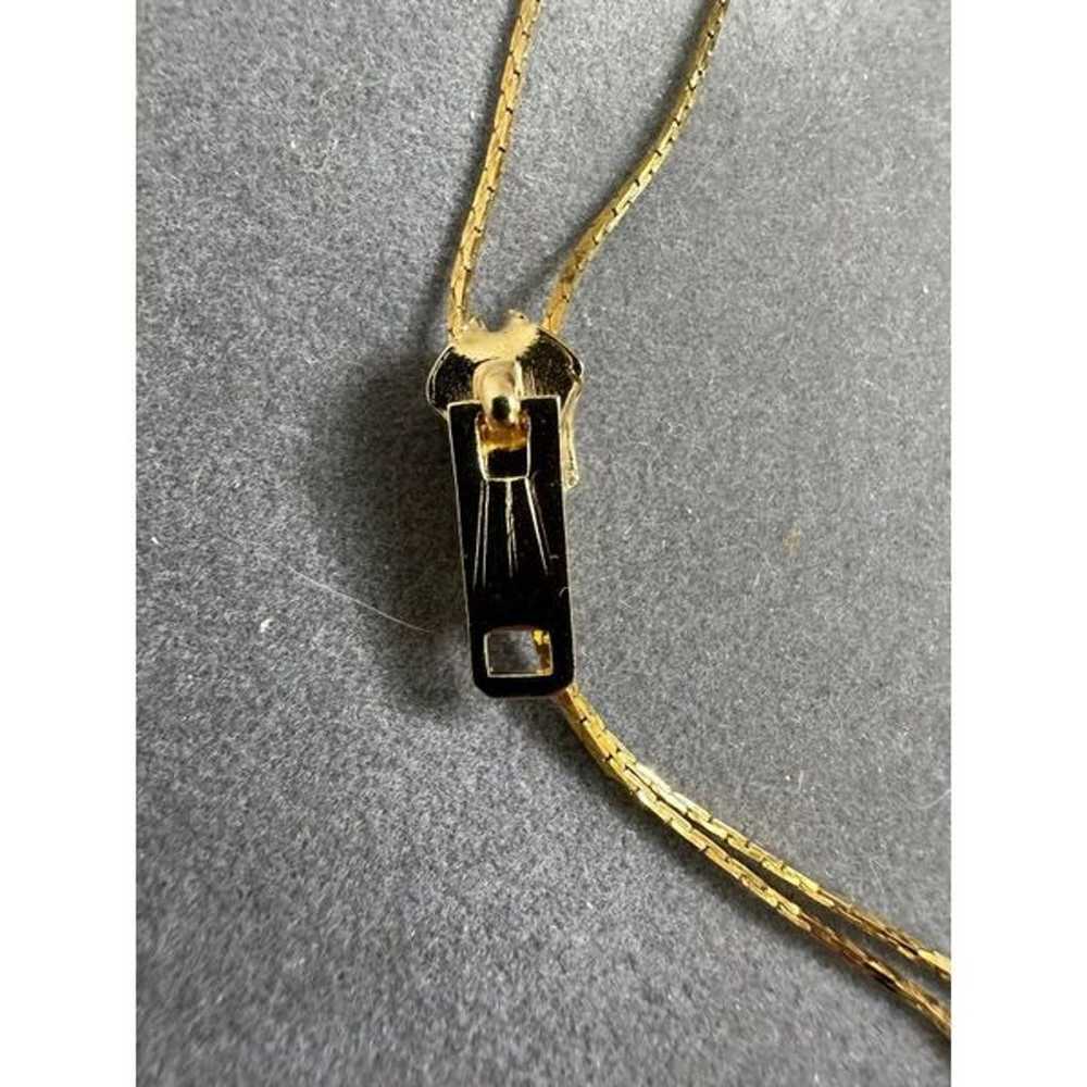 Vintage Gold Tone Adjustable Zipper Necklace - image 4