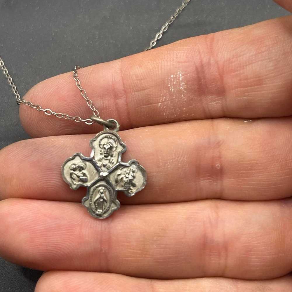 Vintage Creed Sterling Necklace & Cross 010424aAE - image 3