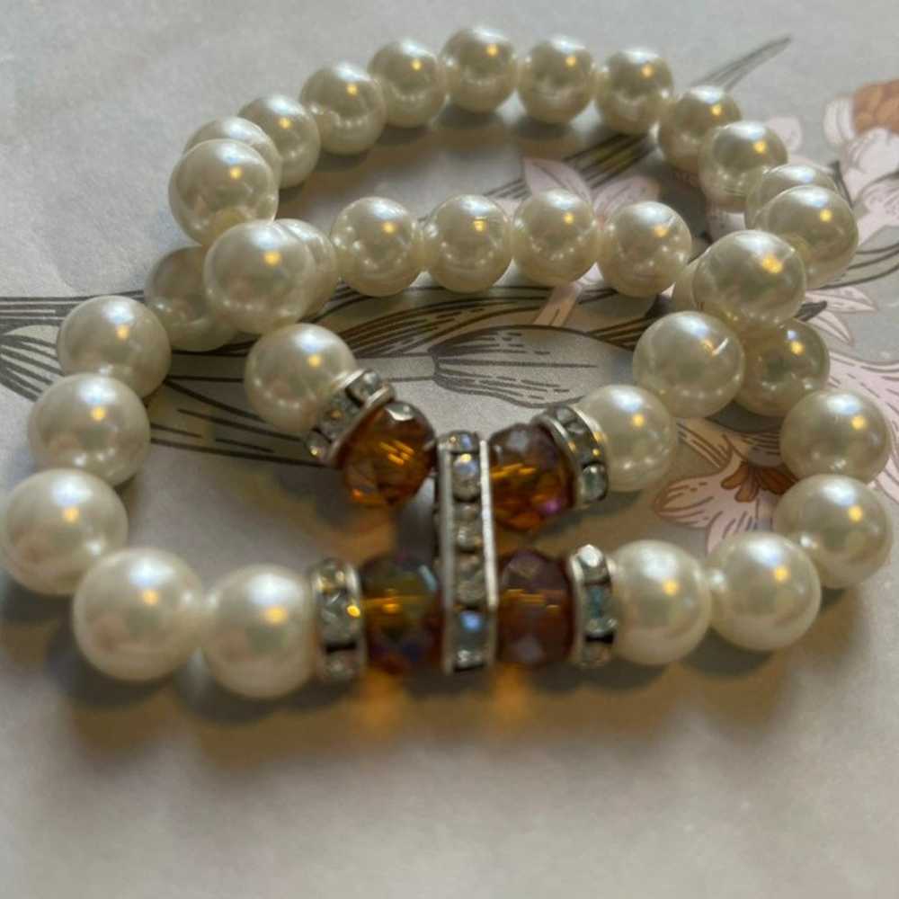 Vintage faux pearls with crystals and Rhinestone - image 2