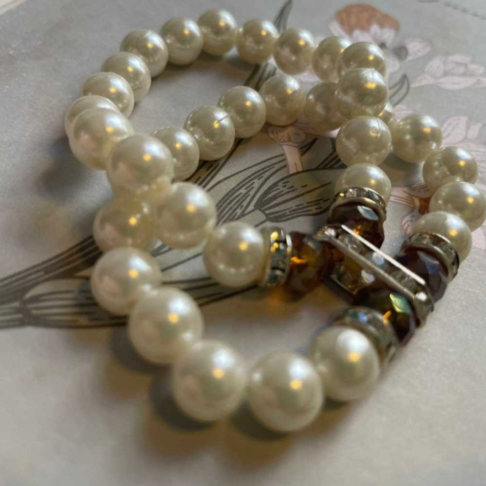 Vintage faux pearls with crystals and Rhinestone - image 3