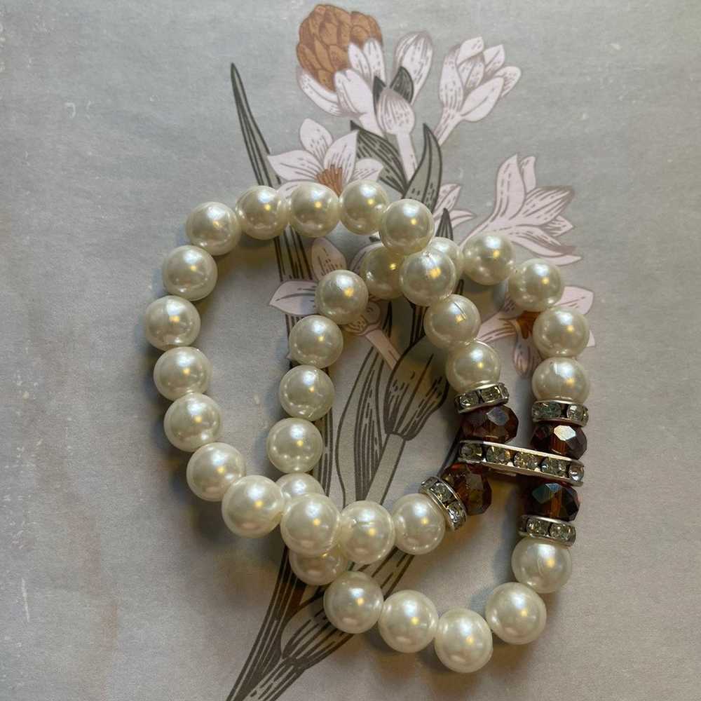 Vintage faux pearls with crystals and Rhinestone - image 4