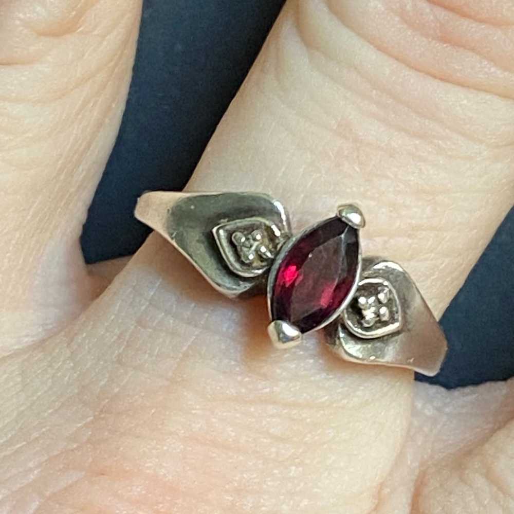 Vintage Sterling Silver Genuine Diamond & Ruby Ri… - image 1