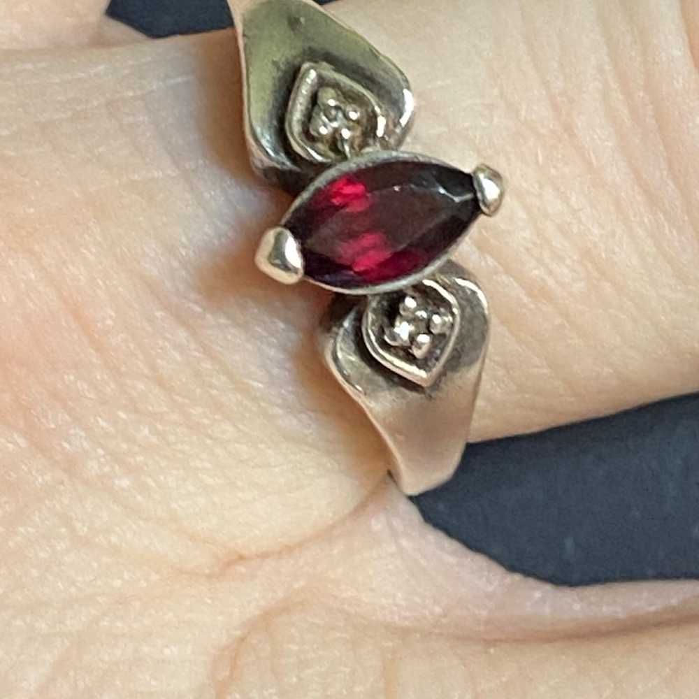 Vintage Sterling Silver Genuine Diamond & Ruby Ri… - image 4