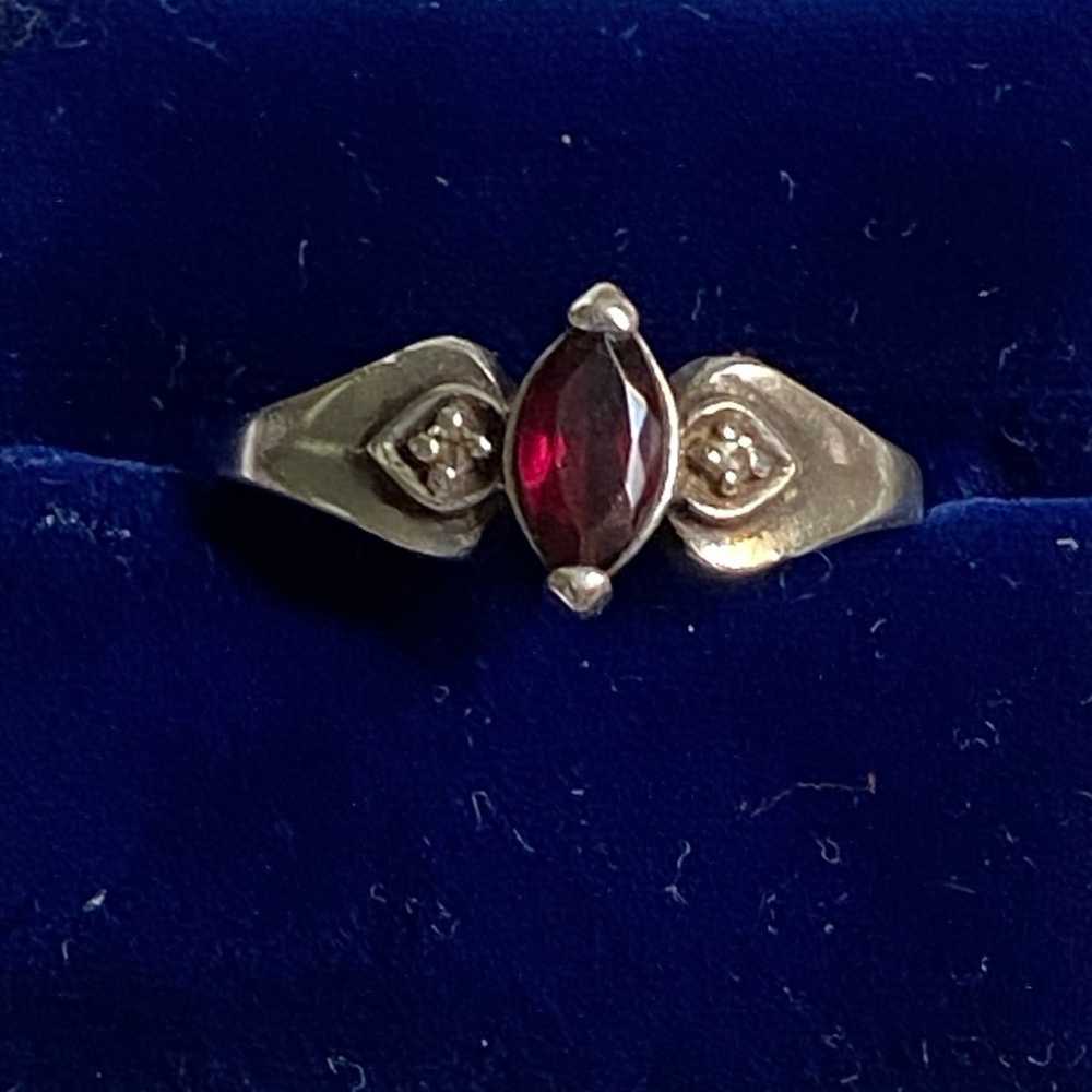 Vintage Sterling Silver Genuine Diamond & Ruby Ri… - image 5