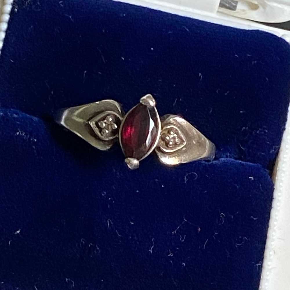 Vintage Sterling Silver Genuine Diamond & Ruby Ri… - image 6