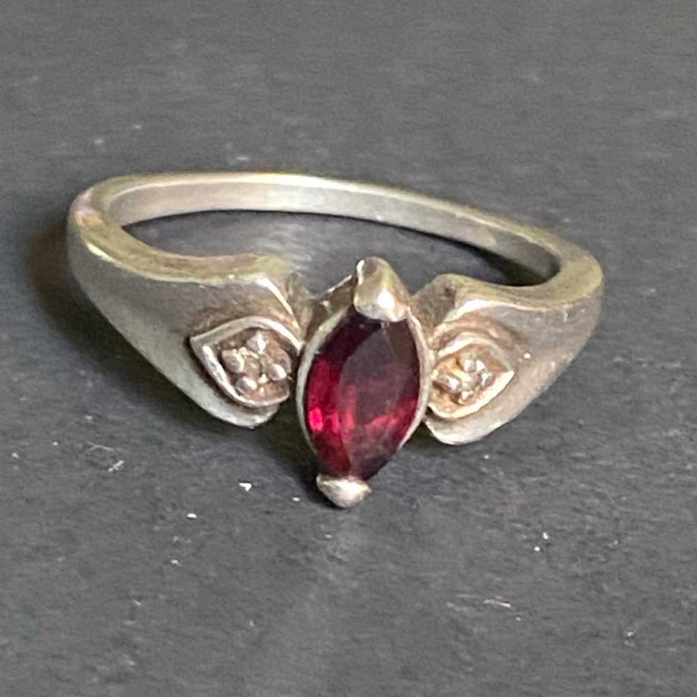 Vintage Sterling Silver Genuine Diamond & Ruby Ri… - image 7