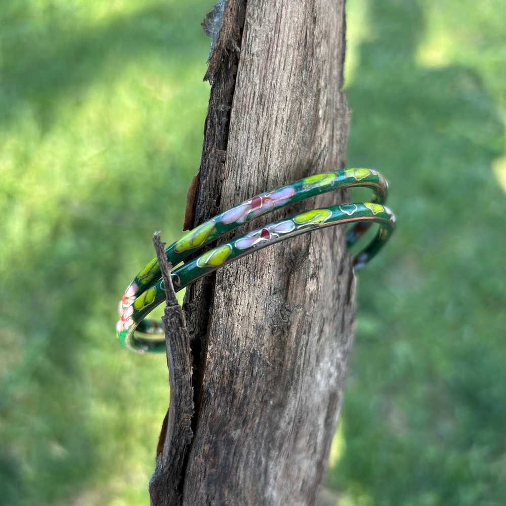 Vintage 1970’s Cloisonne Bangle Bracelets - image 3