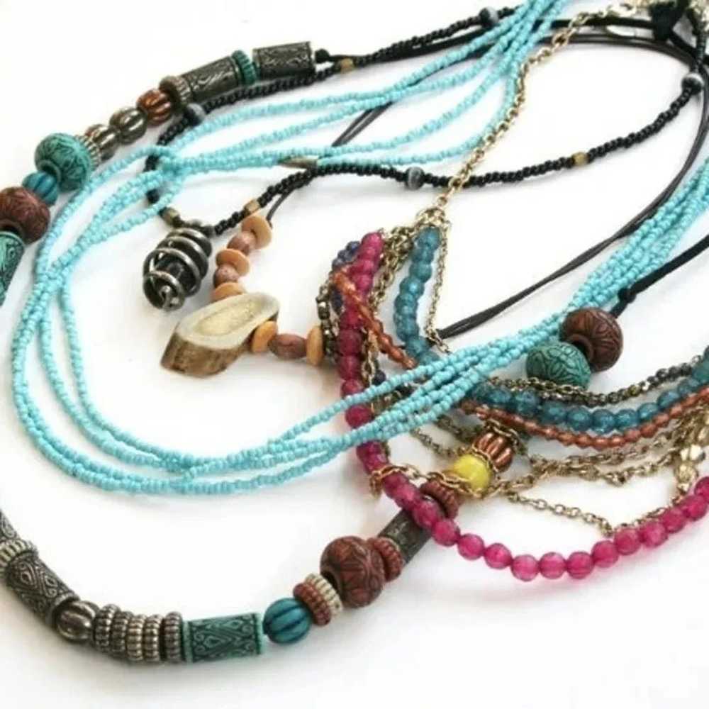 16 Bohemian jewelry lot colorful aqua turquoise r… - image 7