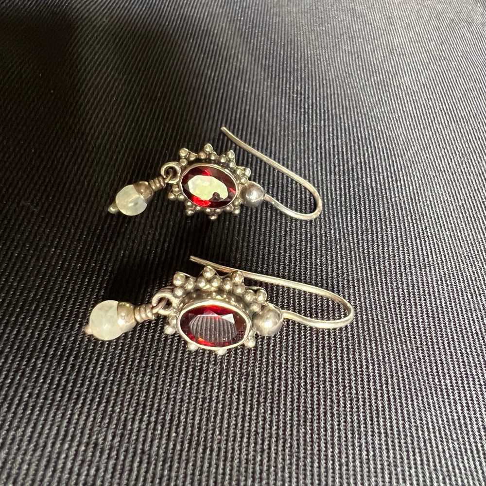 Vintage garnet and silver 925 earrings from Sunda… - image 9