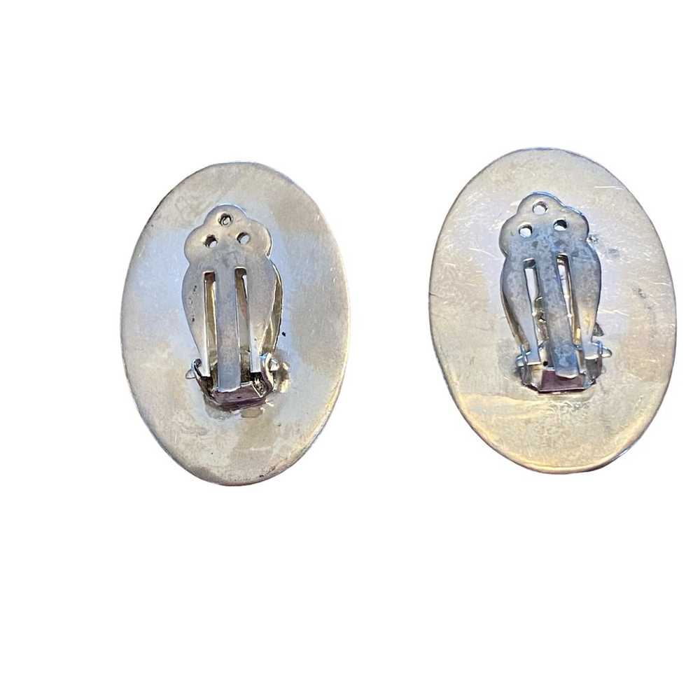 Sterling Silver Cameo Raised Face Clip Earrings - image 2