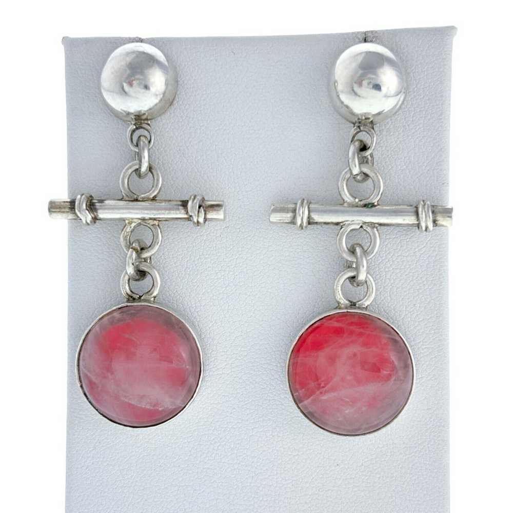 Vintage Sterling Silver 925 Moonstone Pink Backin… - image 2