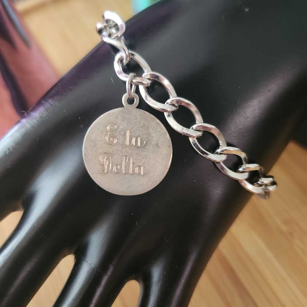 Sterling silver vintage bracelet with charm - image 2