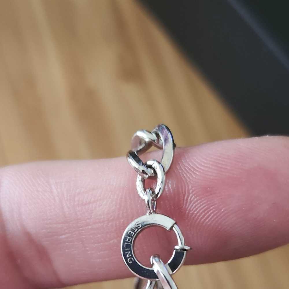 Sterling silver vintage bracelet with charm - image 3