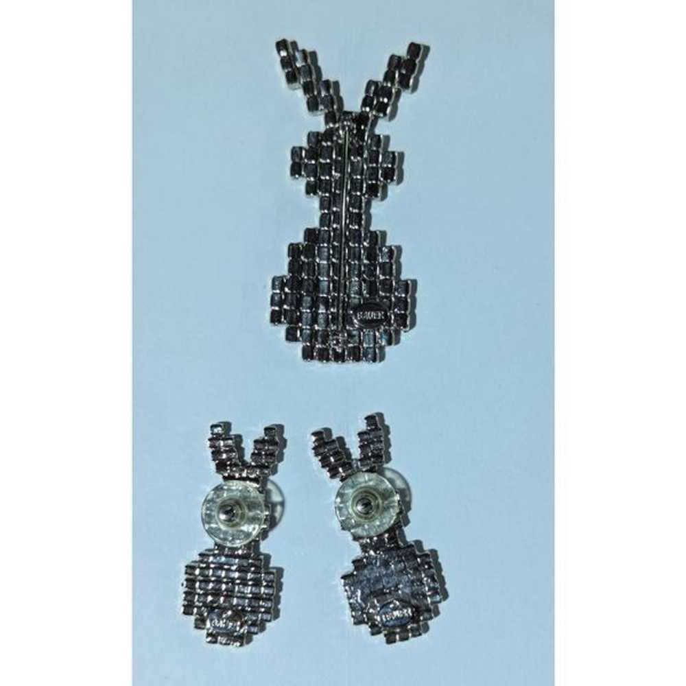 Bauer Vintage Rhinestone Rabbit Pierced Earrings … - image 2