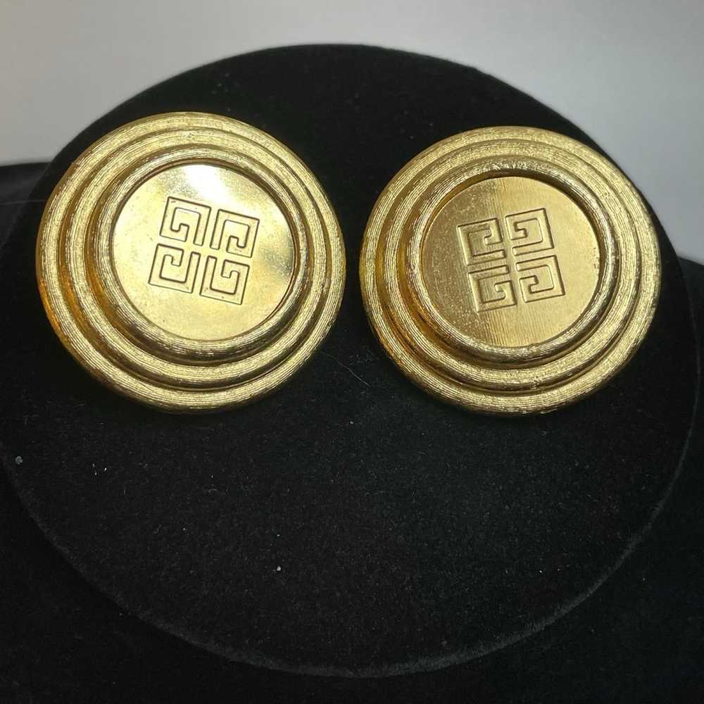 Vintage Givenchy Gold Tone Logo Earrings 1980’s - image 1