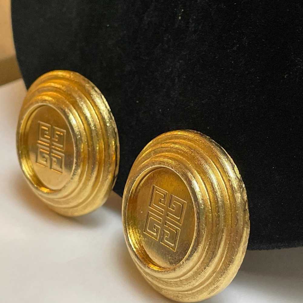 Vintage Givenchy Gold Tone Logo Earrings 1980’s - image 2