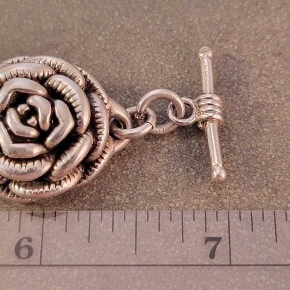 Vintage Sterling 3D Rose Flower Design Link Brace… - image 8