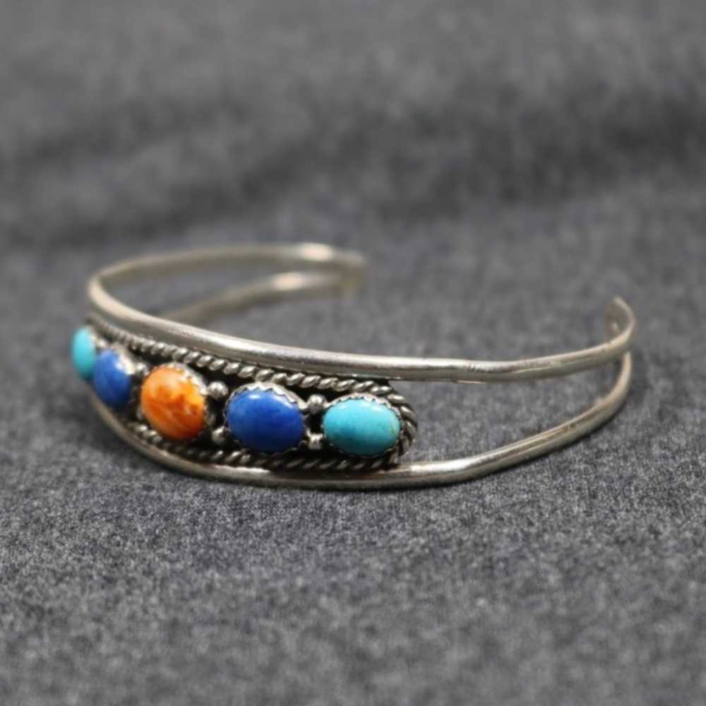 handmade vintage 925 sterling silver Native cuff … - image 5