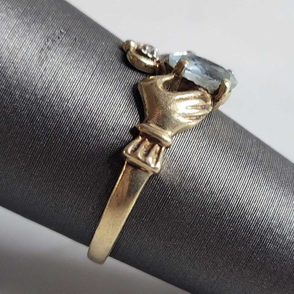 Womens Vintage Estate 10k Gold Irish Claddagh Top… - image 2