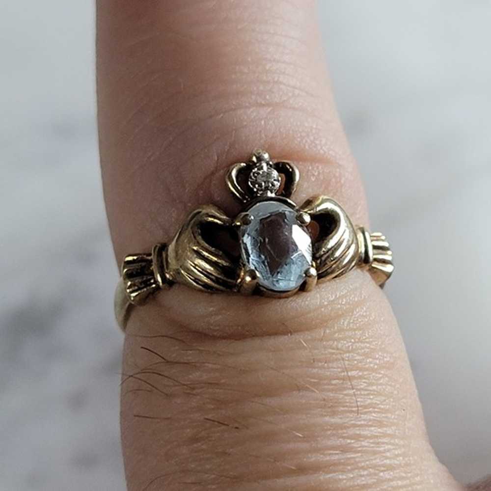 Womens Vintage Estate 10k Gold Irish Claddagh Top… - image 6