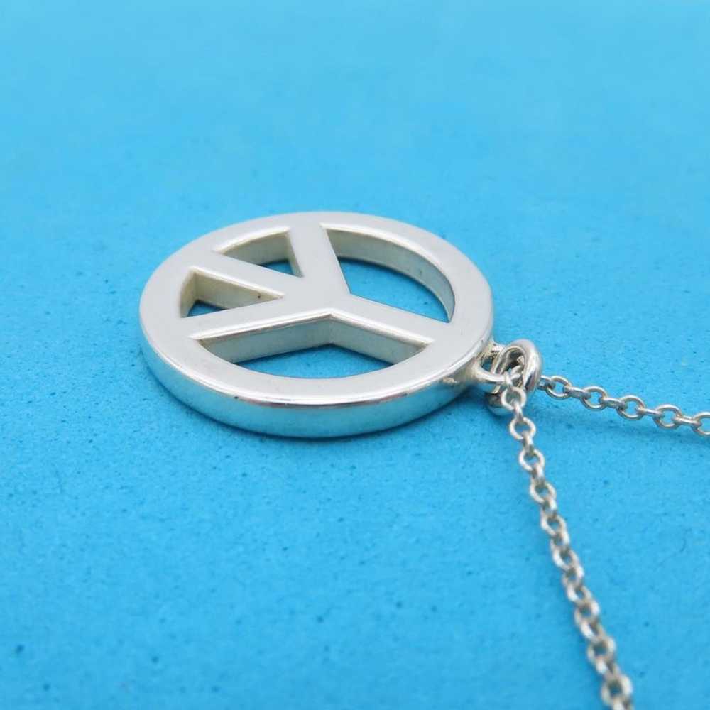 Tiffany Peace Sign Silver Necklace SV925 HH381 - image 2