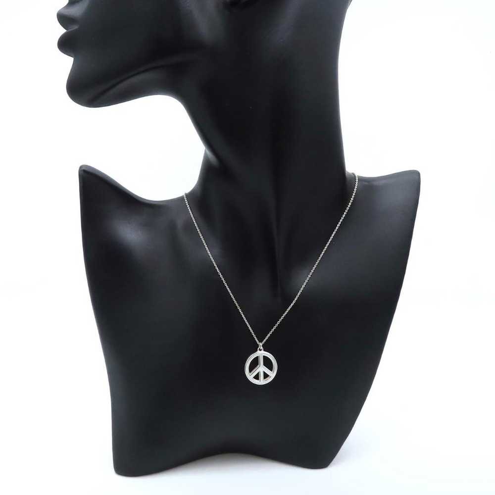 Tiffany Peace Sign Silver Necklace SV925 HH381 - image 4