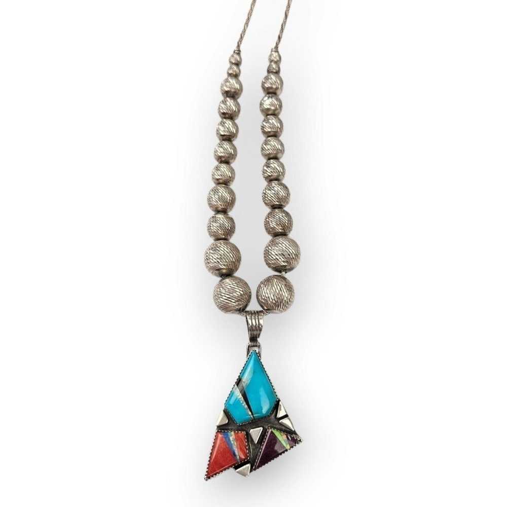 Andrew Johnson Navajo Sterling Necklace Multi-Sto… - image 3