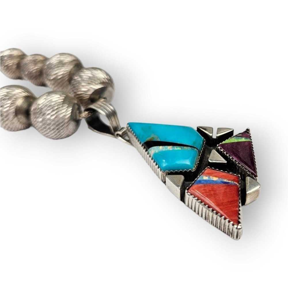 Andrew Johnson Navajo Sterling Necklace Multi-Sto… - image 4