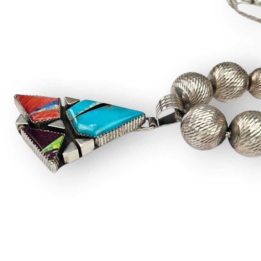 Andrew Johnson Navajo Sterling Necklace Multi-Sto… - image 5