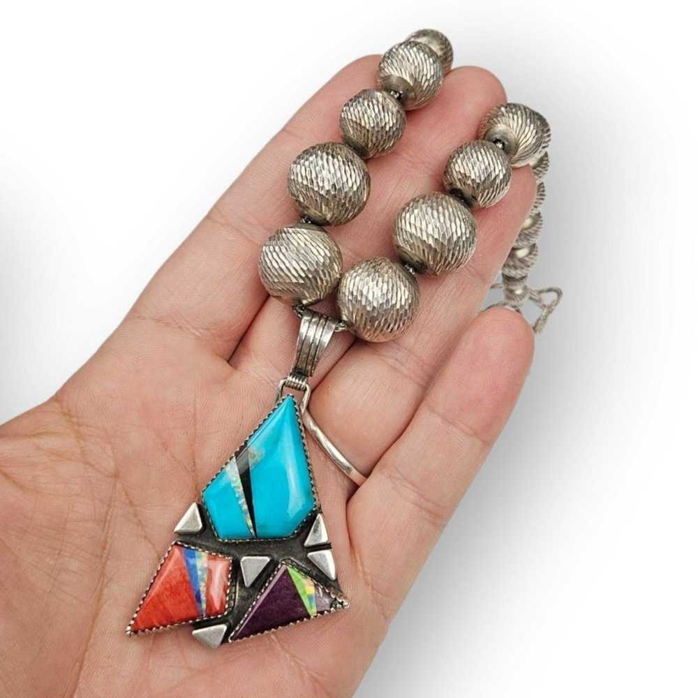 Andrew Johnson Navajo Sterling Necklace Multi-Sto… - image 9