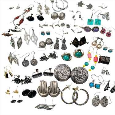 40+ Pairs Sterling Silver Earrings Lot - 202 grams