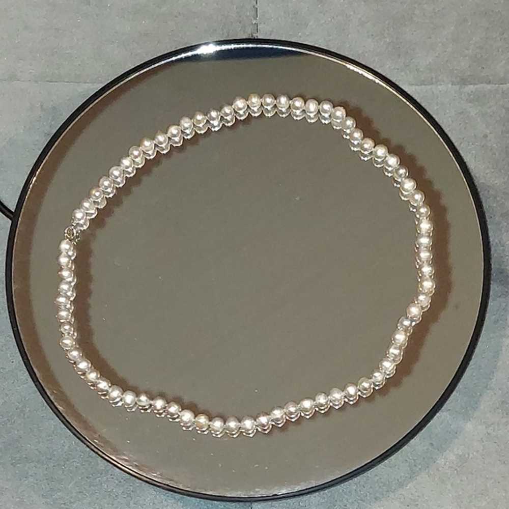 VINTAGE JAPANESE AKOYA SILVER PINK PEARL NECKLACE… - image 1