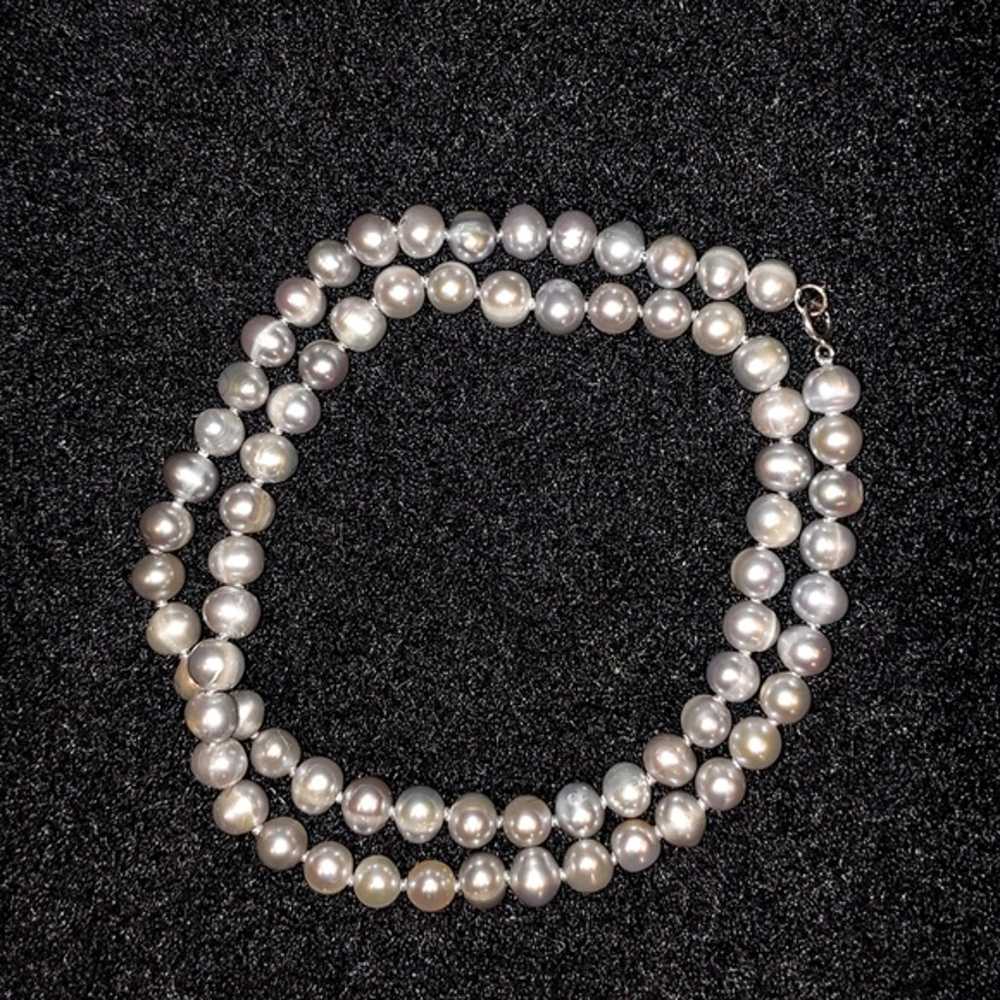 VINTAGE JAPANESE AKOYA SILVER PINK PEARL NECKLACE… - image 2