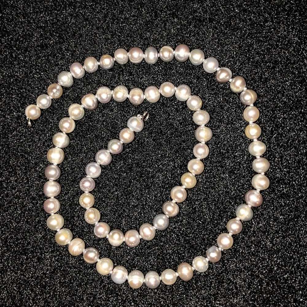 VINTAGE JAPANESE AKOYA SILVER PINK PEARL NECKLACE… - image 4