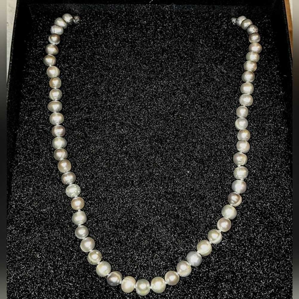 VINTAGE JAPANESE AKOYA SILVER PINK PEARL NECKLACE… - image 7