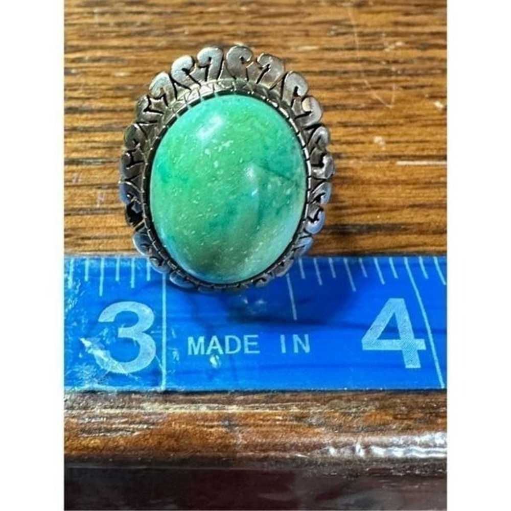 Vintage 10k yellow gold green turquoise ring 8 - image 10