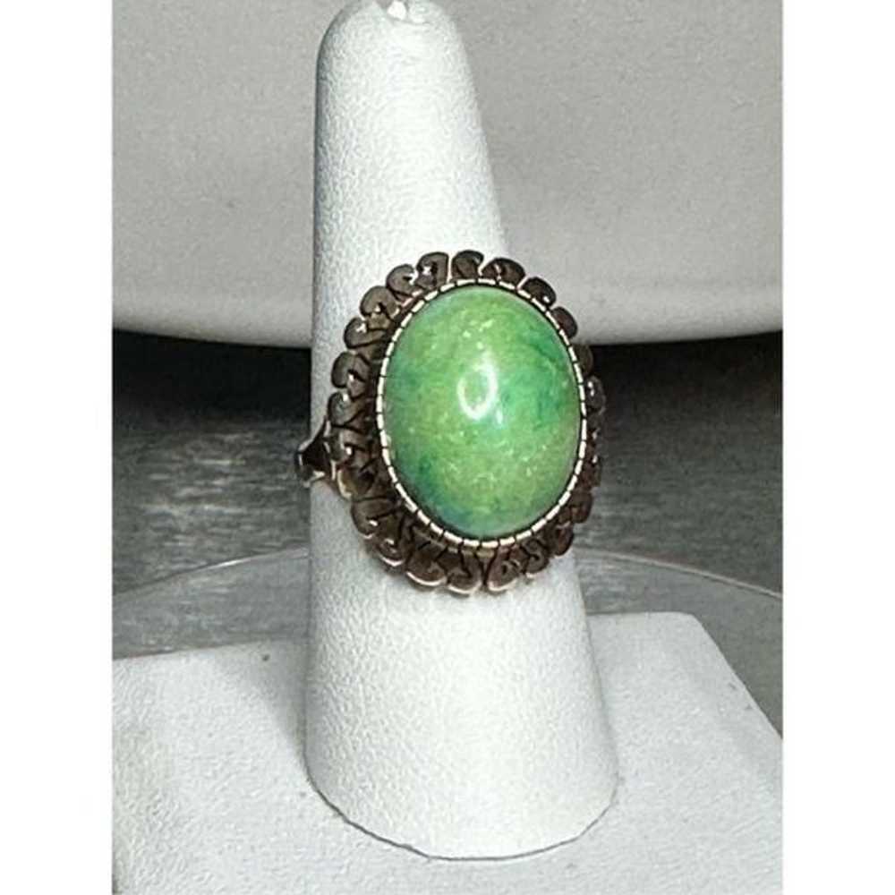 Vintage 10k yellow gold green turquoise ring 8 - image 1