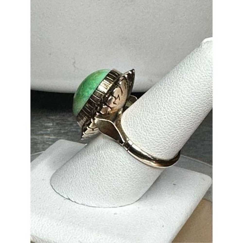 Vintage 10k yellow gold green turquoise ring 8 - image 3