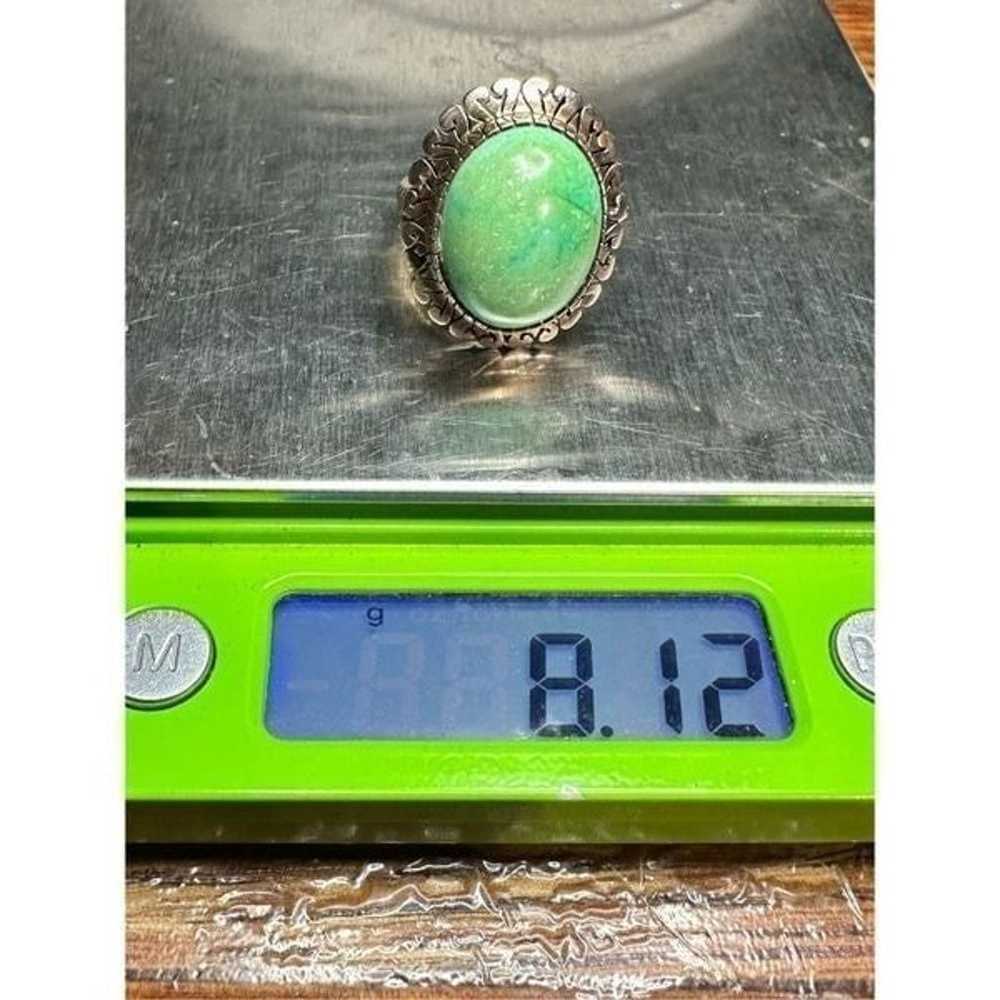 Vintage 10k yellow gold green turquoise ring 8 - image 5