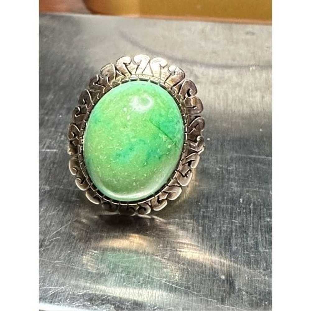 Vintage 10k yellow gold green turquoise ring 8 - image 6