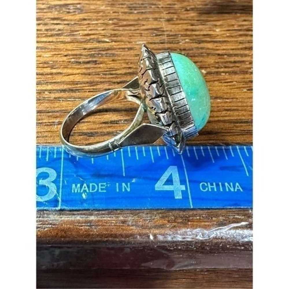 Vintage 10k yellow gold green turquoise ring 8 - image 9