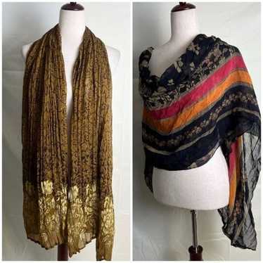 vintage sheer pashmina scarf wrap lot of 2 silky … - image 1