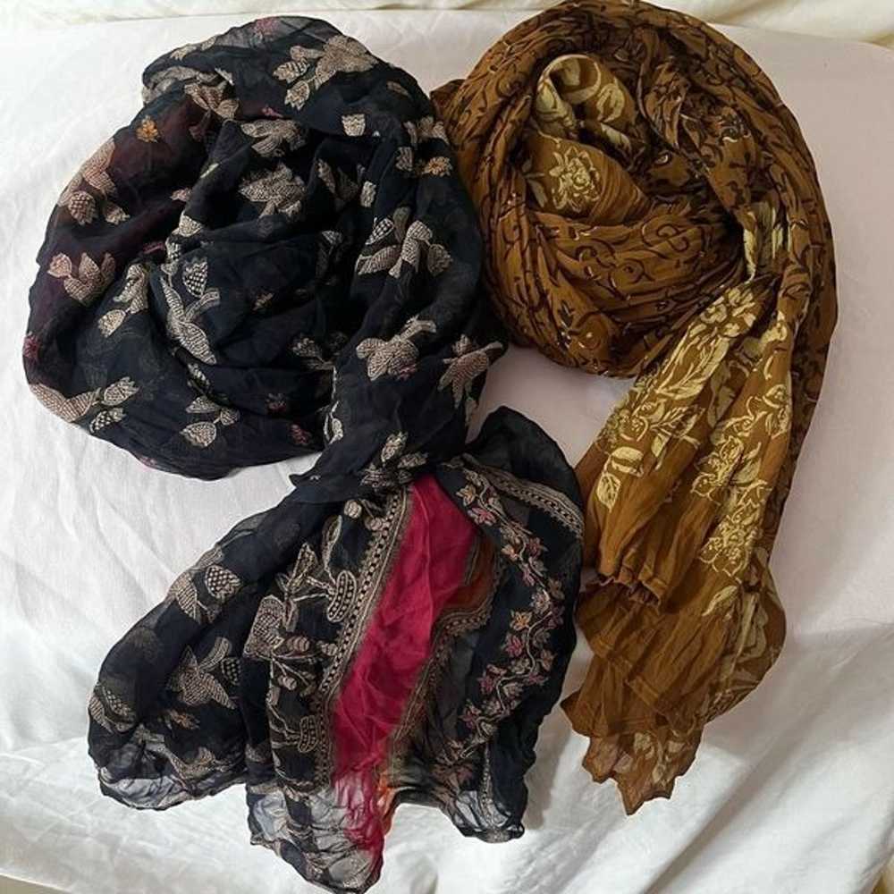 vintage sheer pashmina scarf wrap lot of 2 silky … - image 6