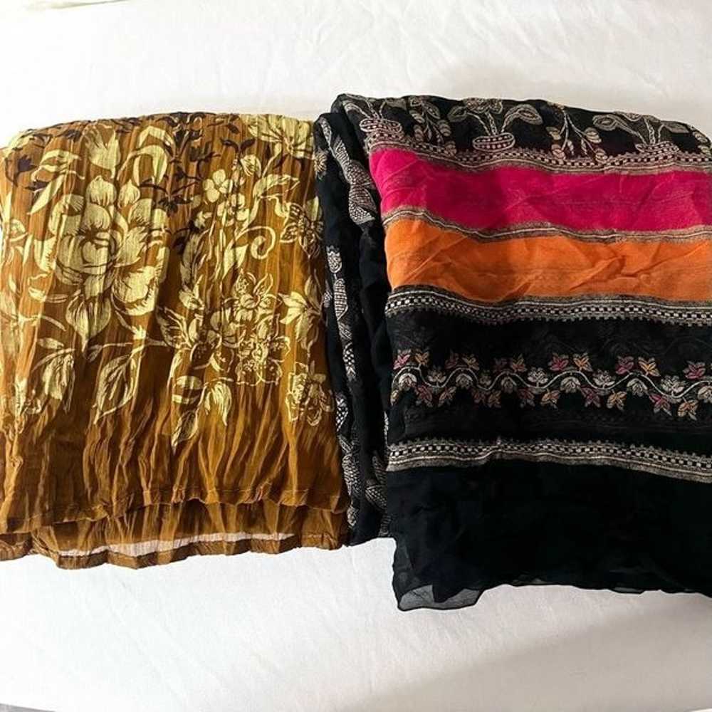 vintage sheer pashmina scarf wrap lot of 2 silky … - image 8