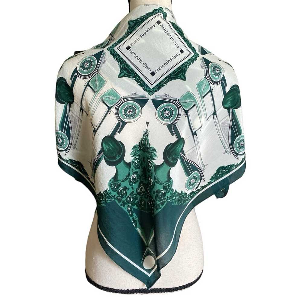 Mercedes-Benz Large Silk Scarf Green Classic Cars… - image 2